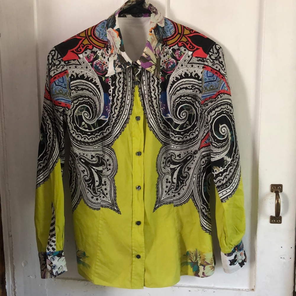 Vintage Paisley Button Down Multi-Color Top